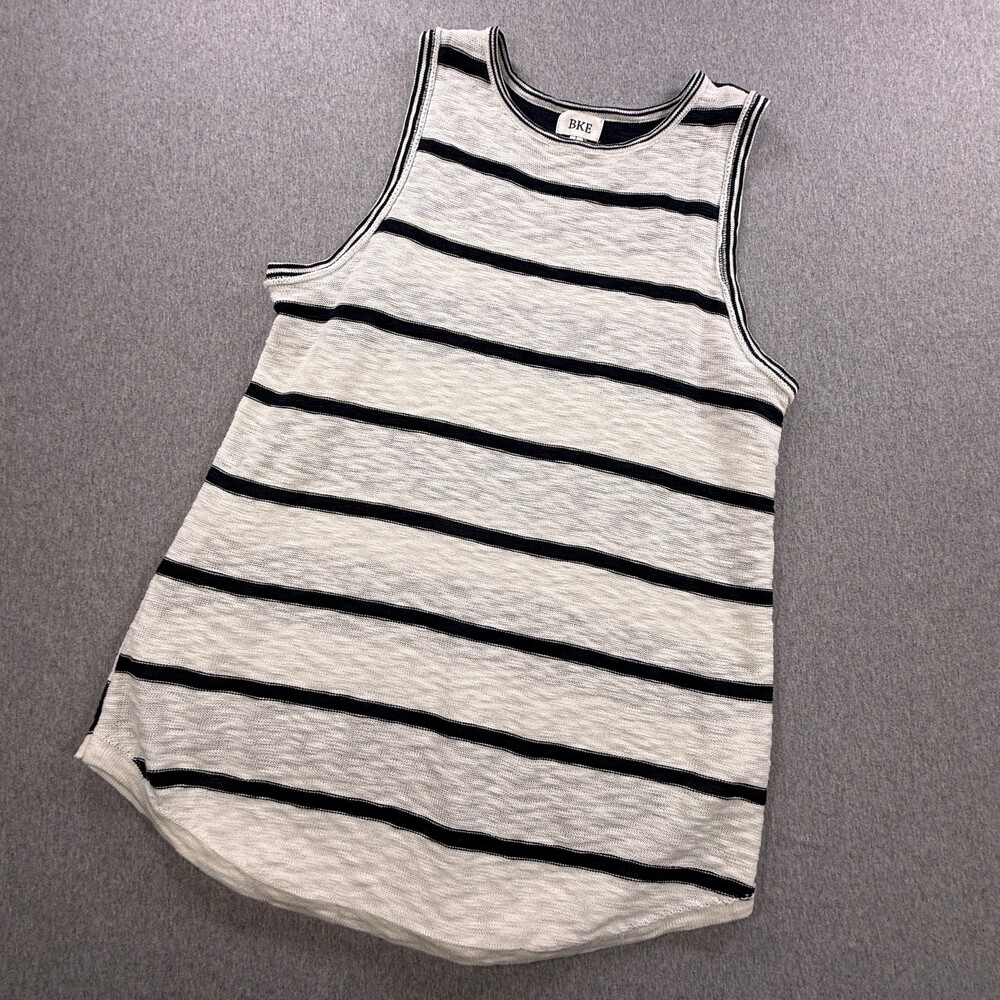 BKE Striped White & Black Tank Top - Size LARGE